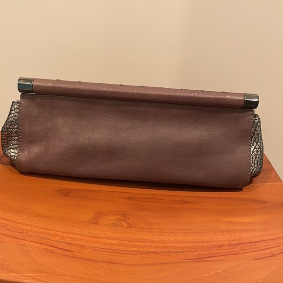 Halston heritage brown leather clutch purse bag with dust bag. - Picture 6 of 8
